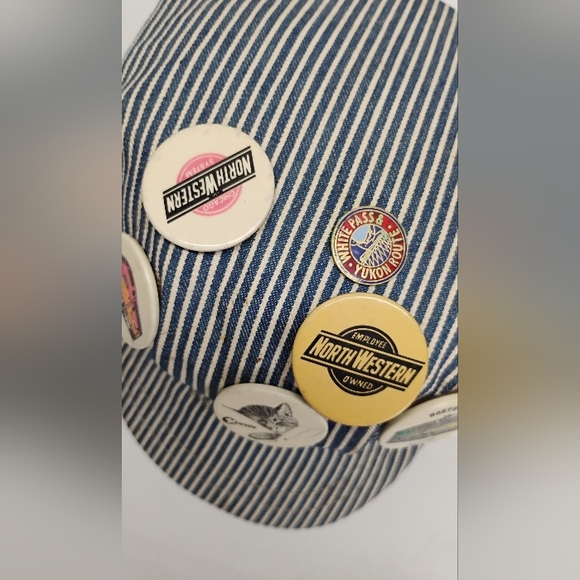 Vintage Old Railroad Conductor Hat Engineer 9 Collector Buttons Men's Medium - Picture 12 of 16